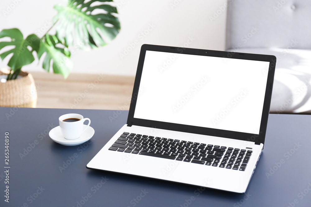 Flat lay on white wooden workspace with laptop computer, cell phone gadget, supplies, mini alarm clock & black coffee. Wood textured office desk. Deadline concept. Copy space, background, top view. Flat lay on white wooden workspace with laptop computer, cell phone gadget, supplies, mini alarm clock & black coffee. Wood textured office desk. Deadline concept. Copy space, background, top view.