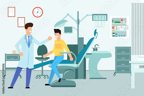 Interior Dentists Office Vector Illustration.