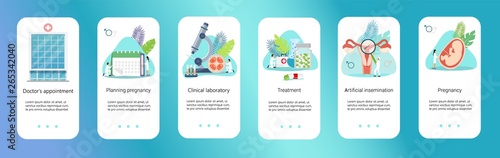 Medical healthcare genetic science technology, center of reproducrive medicine with tinyoeople character concept vector illustration for website and mobile website development, landing page, apps.