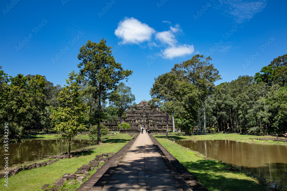 Angkor Wat, Cambodia September 6th 2018 : Tourists walking towards the famous Baphuon temple at Angkor Thom, Siem Reap, Cambodia