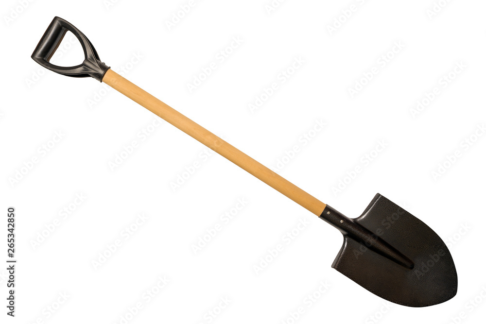 Shovel with wooden handle isolated on white Shovel with wooden handle isolated on white