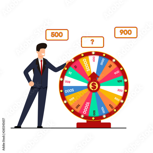 Lottery with Wheel Fortune Vector Illustration. 