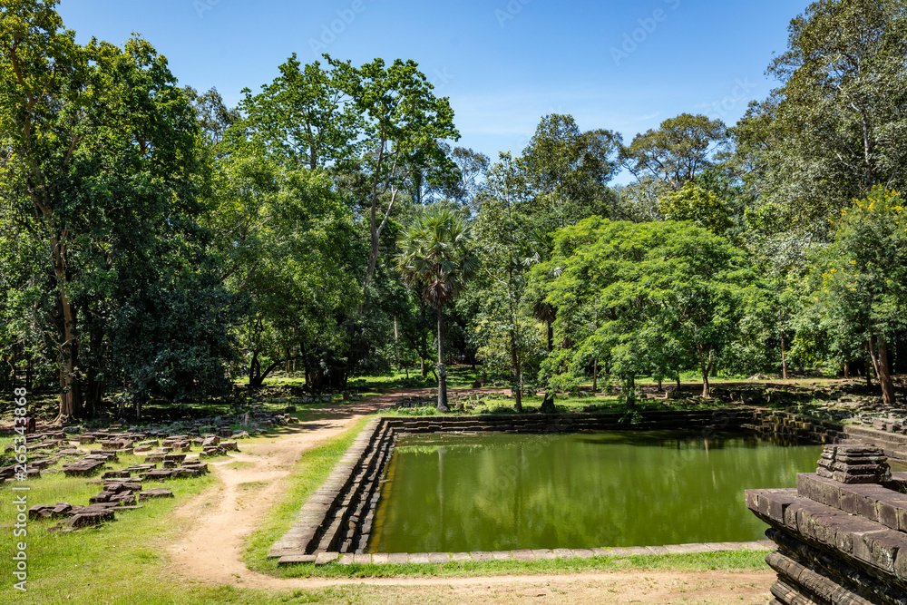 The moat outside Baphoun temple  at Angkor Thom, Siem Reap, Cambodia