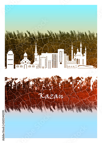 Kazan skyline Blue and White