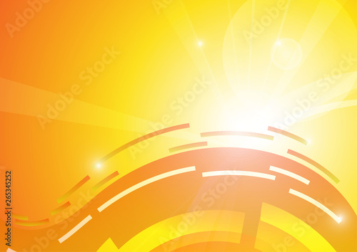 Vector : Abstracr curve and squares on orange background