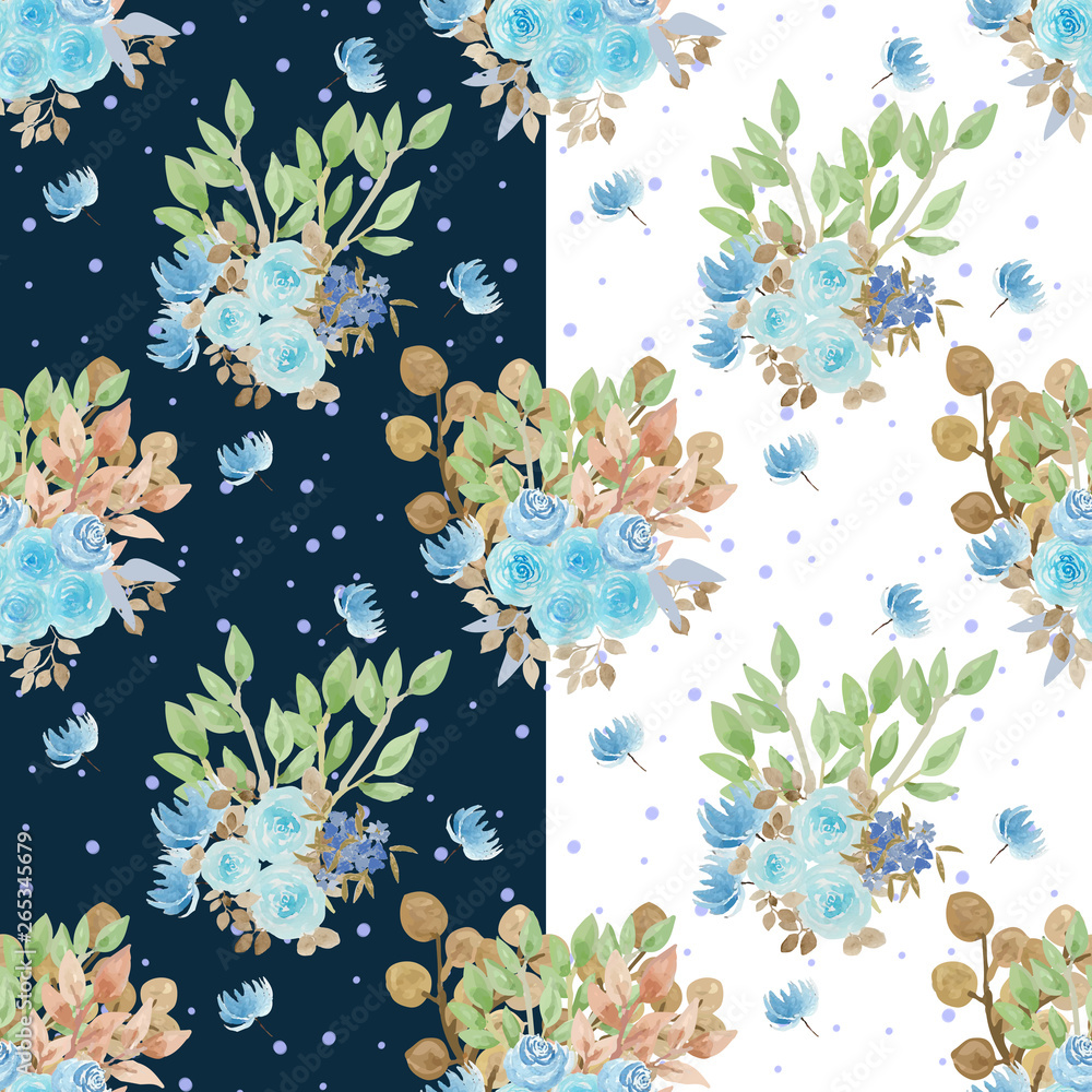 Obraz premium floral seamless pattern with gorgeous blue roses