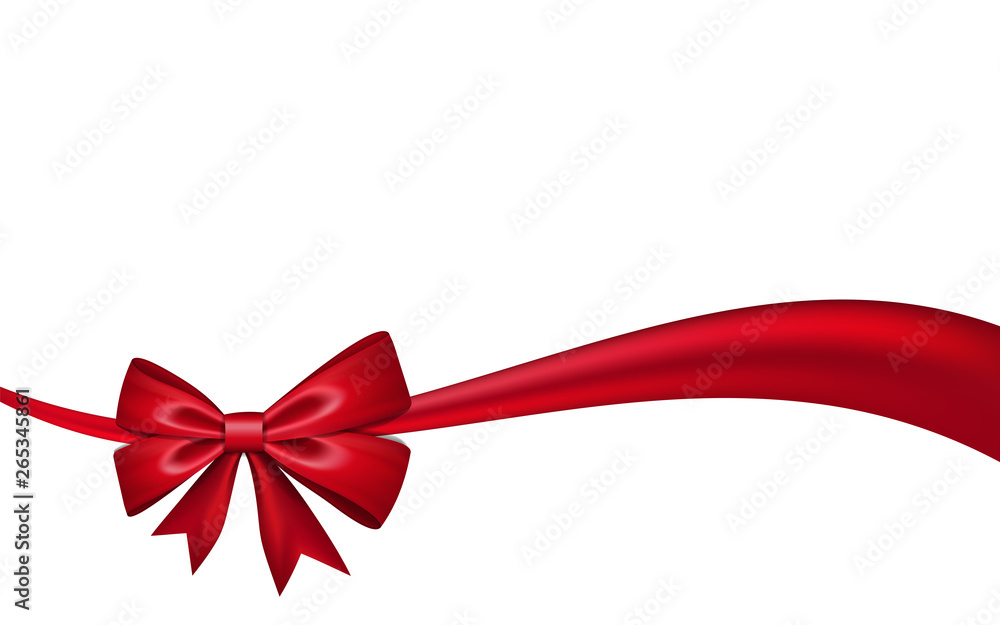 Red Ribbon Bow Isolated On White Background Celebration Label For Your  Design Stock Photo - Download Image Now - iStock