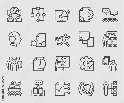 Line icons set for Workflow