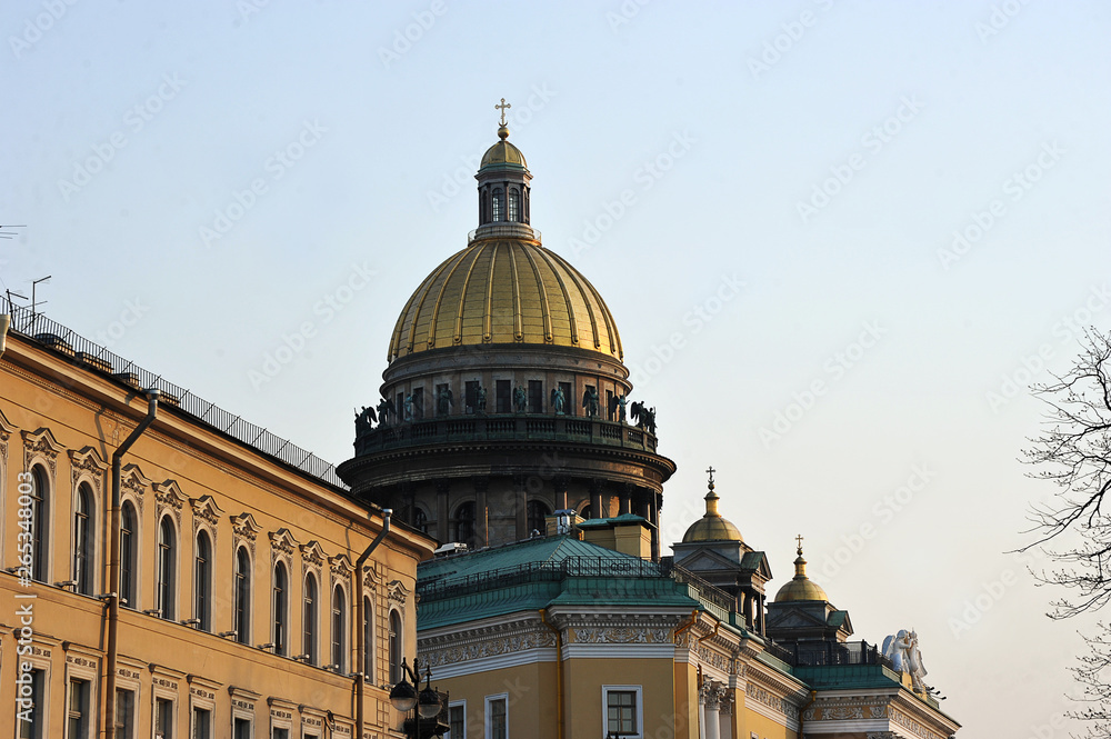 evening view of the dome of St. Isaac's Cathedral in St. Petersburg