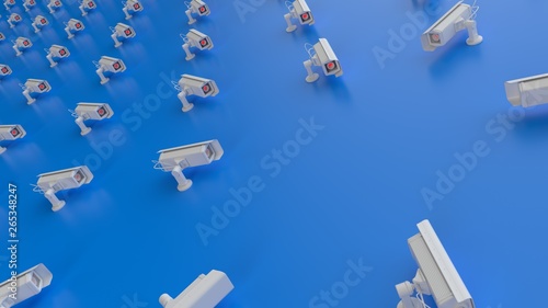 Security camera cctv pattern, abstract blue cyber security surveillance texture background, threat detection, abstract 3d illustration render