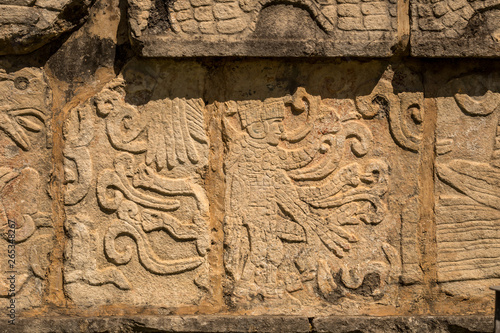 Details of mayan wall carving in Chichen Itza, Yucatan Peninsula, Mexico