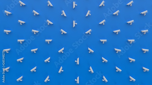 Security camera cctv pattern, abstract blue cyber security surveillance texture background, threat detection, abstract 3d illustration render