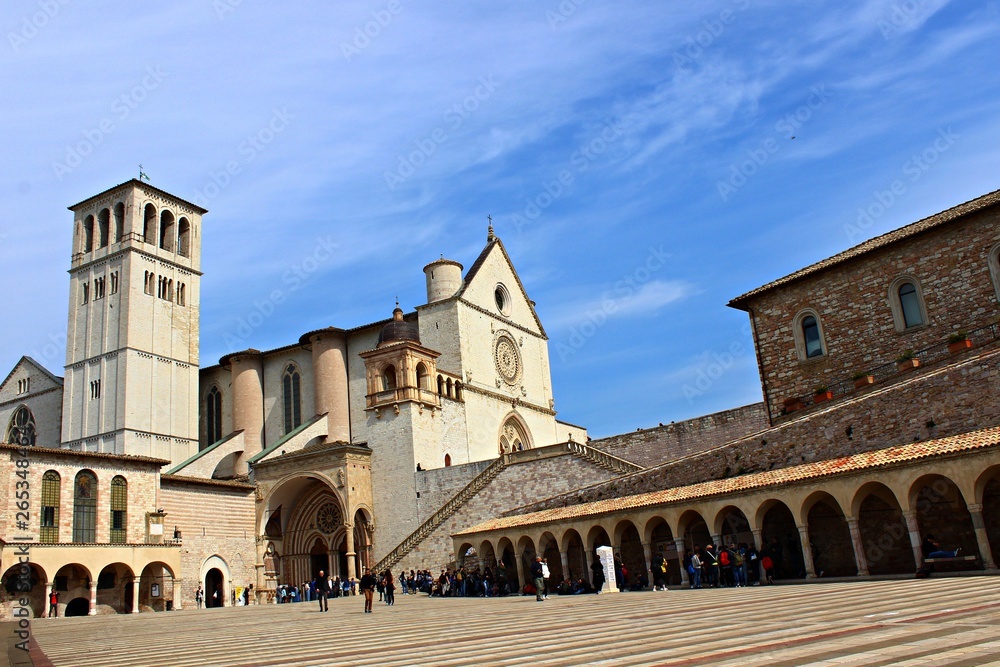 Italy, Umbria, Assisi: The Saint Francesco Church.