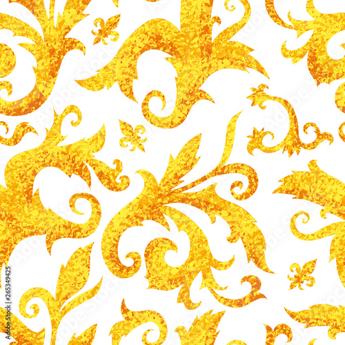 Seamless golden baroque pattern, rococo ornament
