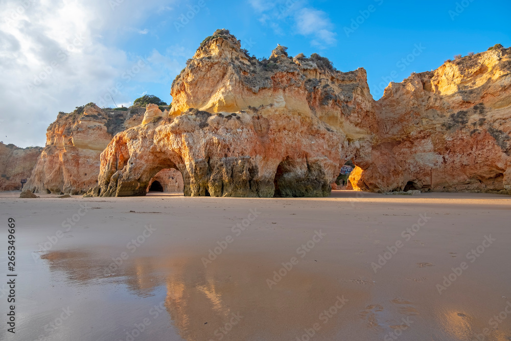 Natural rocks at Praia Tres Irmaos in Alvor the Algarve Portugal