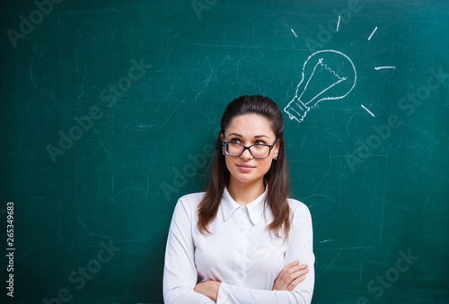 the teacher thinks near the board