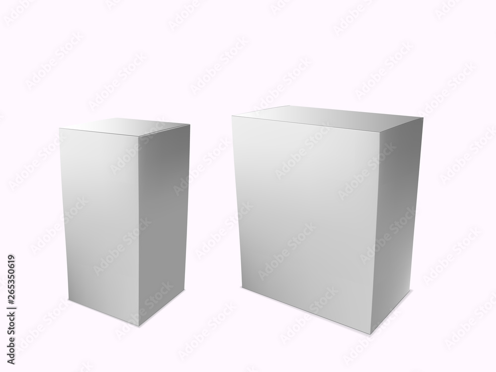 Boxes 3d products paper packaging cartons isolated on white. Vector mockup. Boxes 3d products paper packaging cartons isolated on white. Vector mockup.