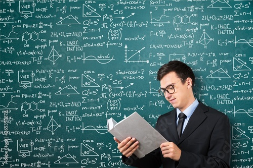 Albert einstein algebra background blackboard board business calculations