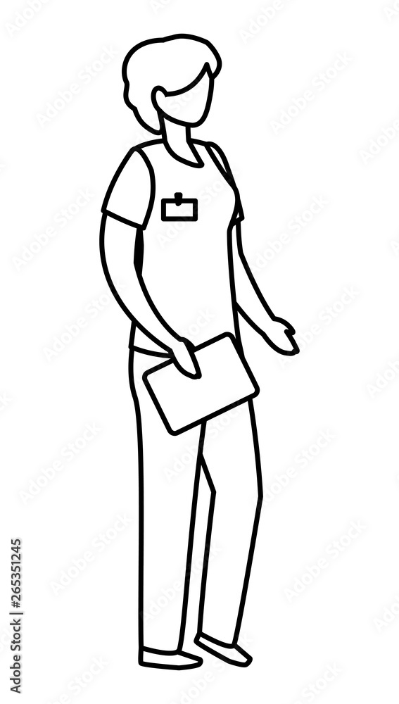 female medicine worker with uniform and documents female medicine worker with uniform and documents