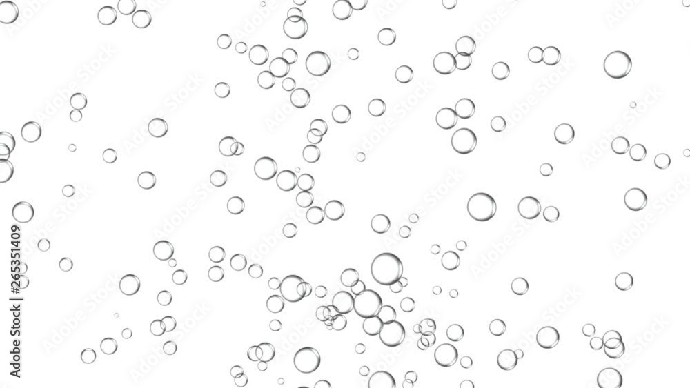 Water bubbles rising up on the white background Water bubbles rising up on the white background