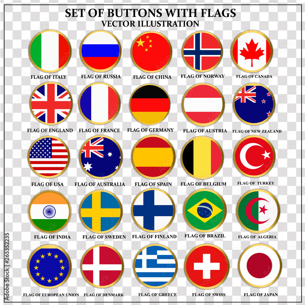 Bright set of banners with flags. Colorful illustration with flags of the world for web design. Vector illustration with transparent background. Bright set of banners with flags. Colorful illustration with flags of the world for web design. Vector illustration with transparent background.