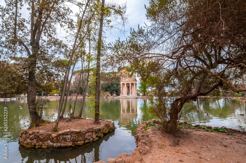 Temple of Aesculapios at Villa Borghese Gardens in Rome photo