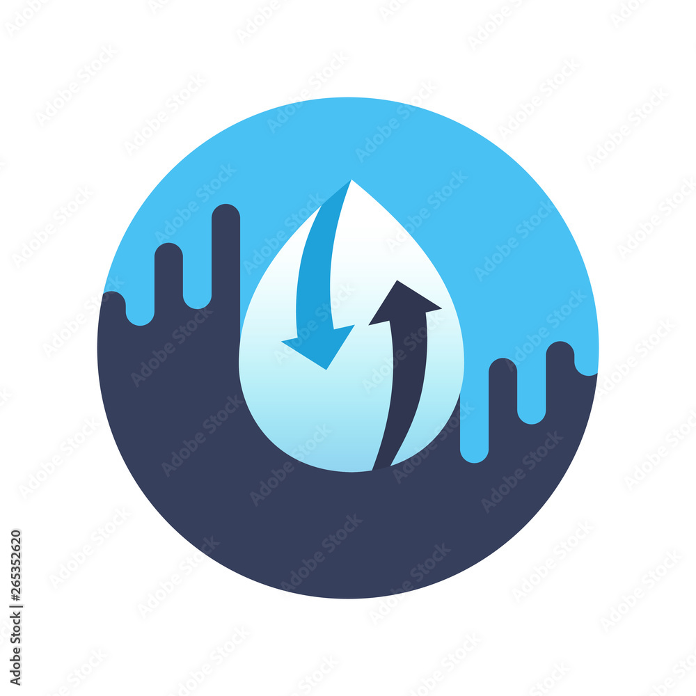 Water recycling concept. Water conservation metaphor. Symbol of water reuse. Vector illustration outline flat design style. Water recycling concept. Water conservation metaphor. Symbol of water reuse. Vector illustration outline flat design style.