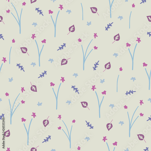 Seamless Floral Pattern with Leaves