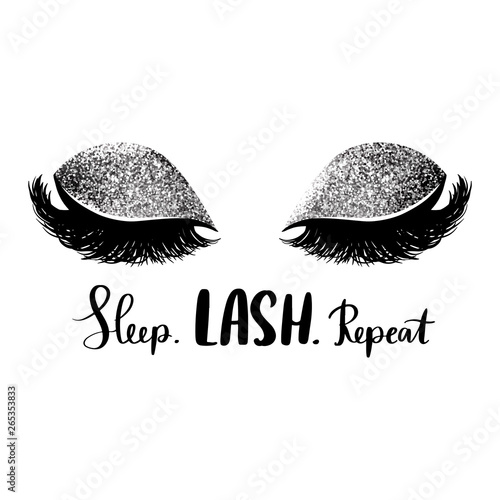 Hand sketched Lashes quote. Calligraphy phrase for beauty salon