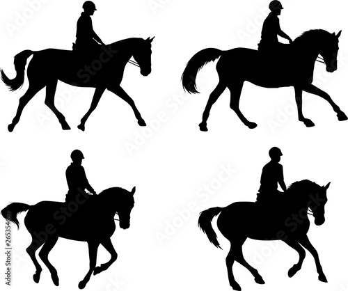 riding horses silhouettes set