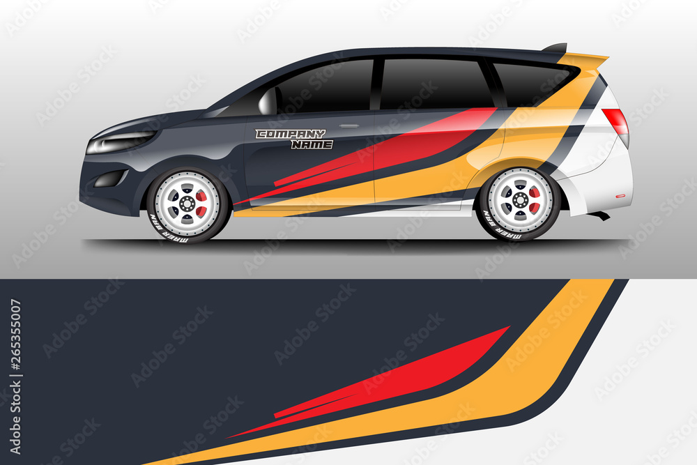 Wrap car racing designs vector . Background designs decal