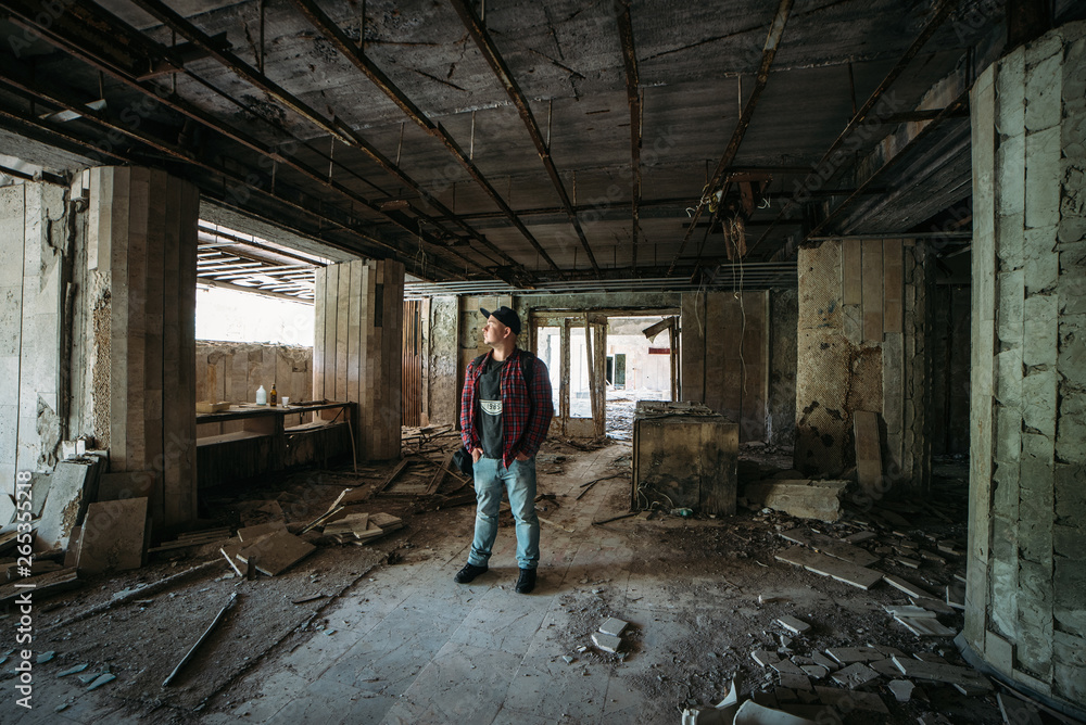 Inside the hotel in abandoned Pripyat city in Chernobyl Exclusion Zone, Ukraine