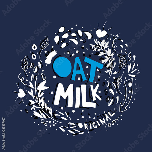 Original oat milk flat vector lettering