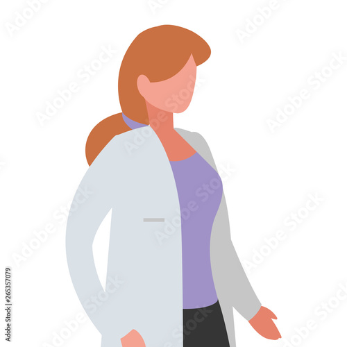 female medicine worker with uniform character