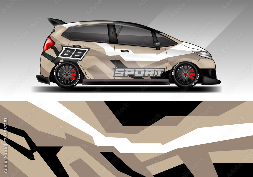 Fototapeta premium Car wrap decal design vector. Graphic abstract background kit designs for vehicle