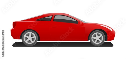 Fototapeta Naklejka Na Ścianę i Meble -  Red car, side view. Fast car.