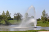 fountain on pond, park