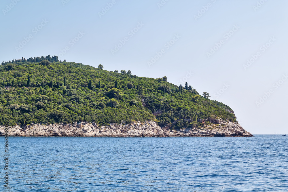 Island in the sea near Dubrovnik. Croatia