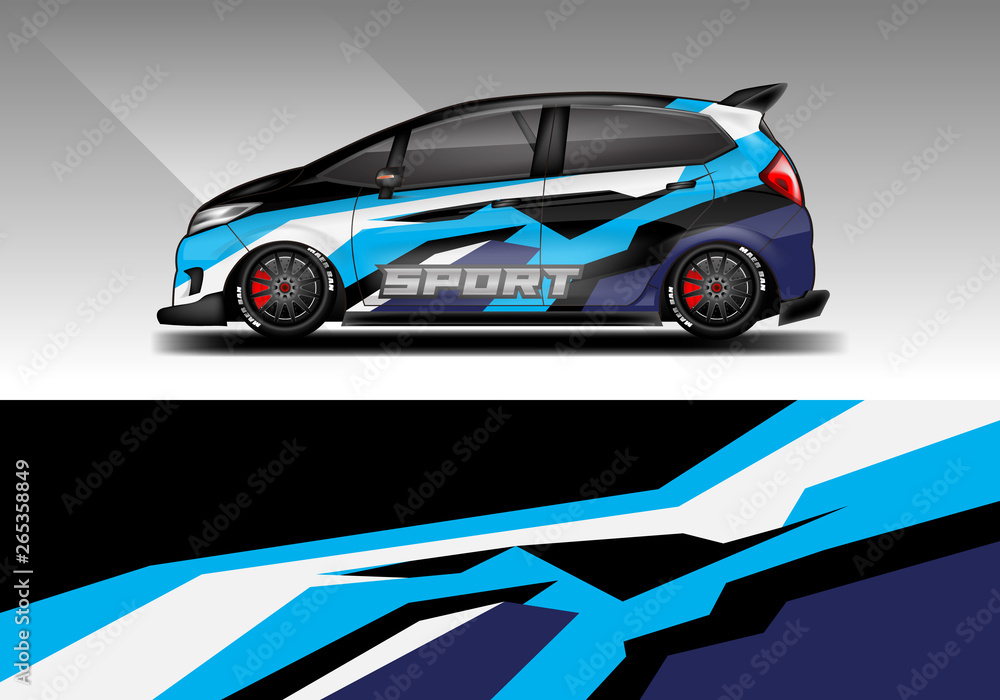 Car wrap decal design vector. Graphic abstract background kit designs for vehicle