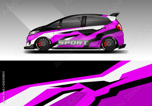 Car wrap decal design vector. Graphic abstract background kit designs for vehicle