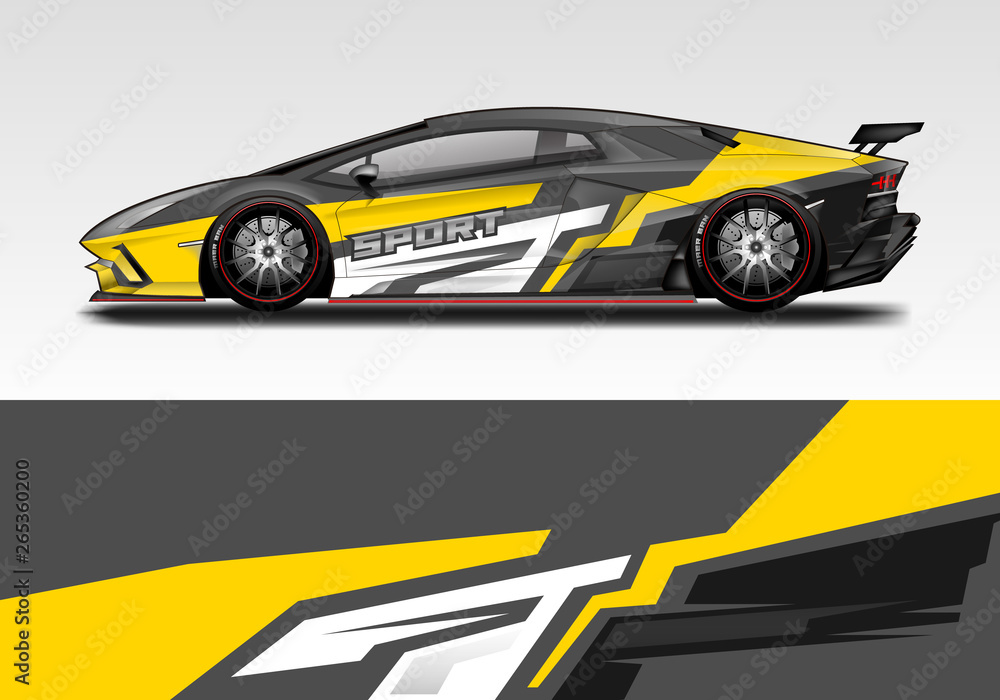 Racing car wrap design. Sport car. abstract background with vector.