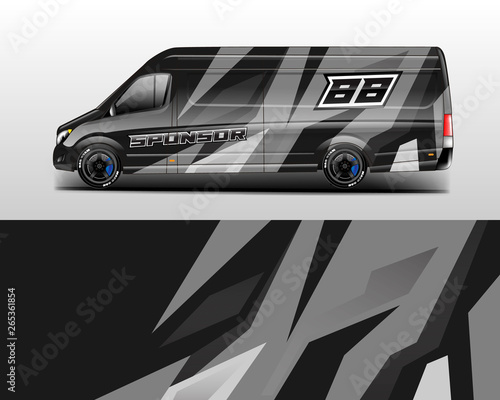 Van decal cargo and car wrap vector . Graphic abstract background livery 