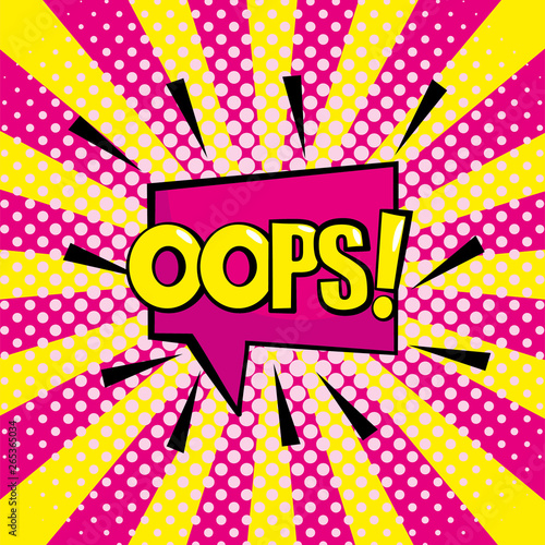 square with oops pop art message