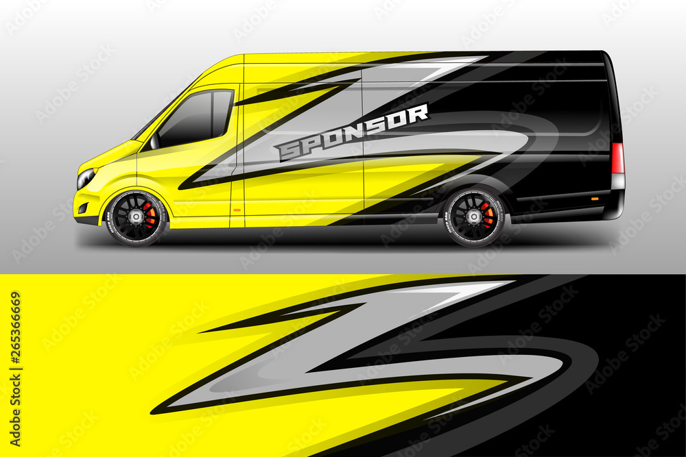 Fototapeta premium Van decal cargo and car wrap vector . Graphic abstract background livery