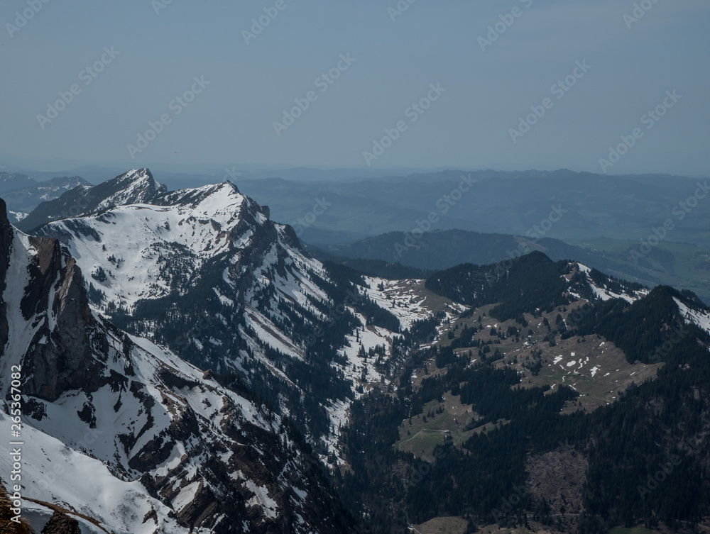 Scenic view of Swiss Alps with snow on top