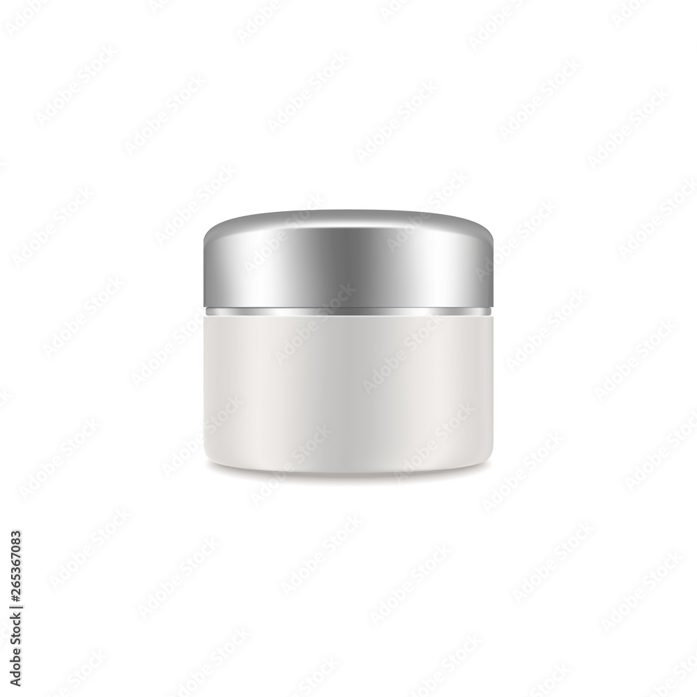 White blank cream realistic container. Mockup, cosmetic package, jar vector illustration White blank cream realistic container. Mockup, cosmetic package, jar vector illustration