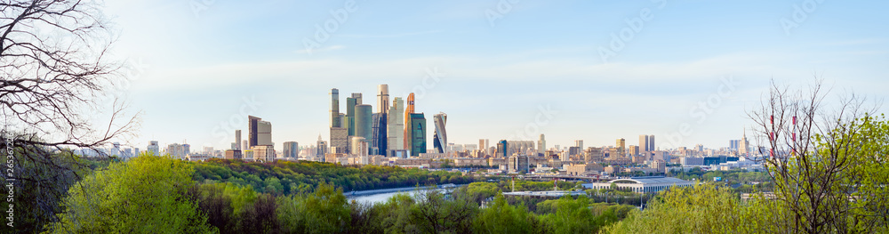 View of the business district in Moscow on Presnenskaya embankment. A unique space for work and life, which concentrated the entire business life of the capital.