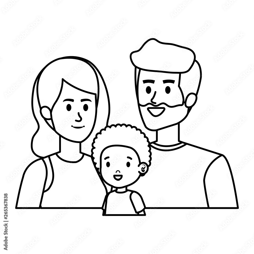 parents couple with son characters