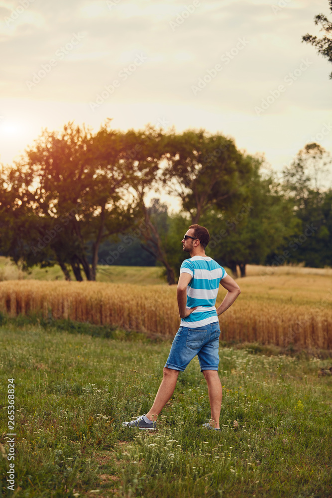 Man enjoying the view in nature. Man enjoying the view in nature.