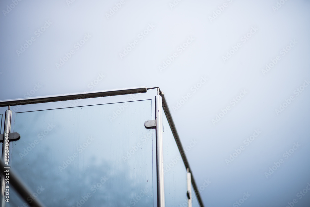 Metal railings and glass wall outdoor Metal railings and glass wall outdoor